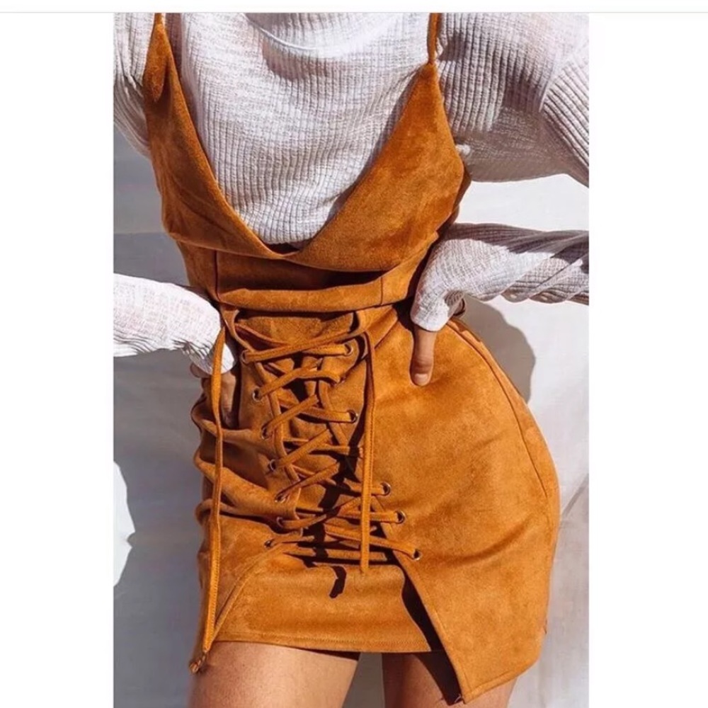 Suede orange dress